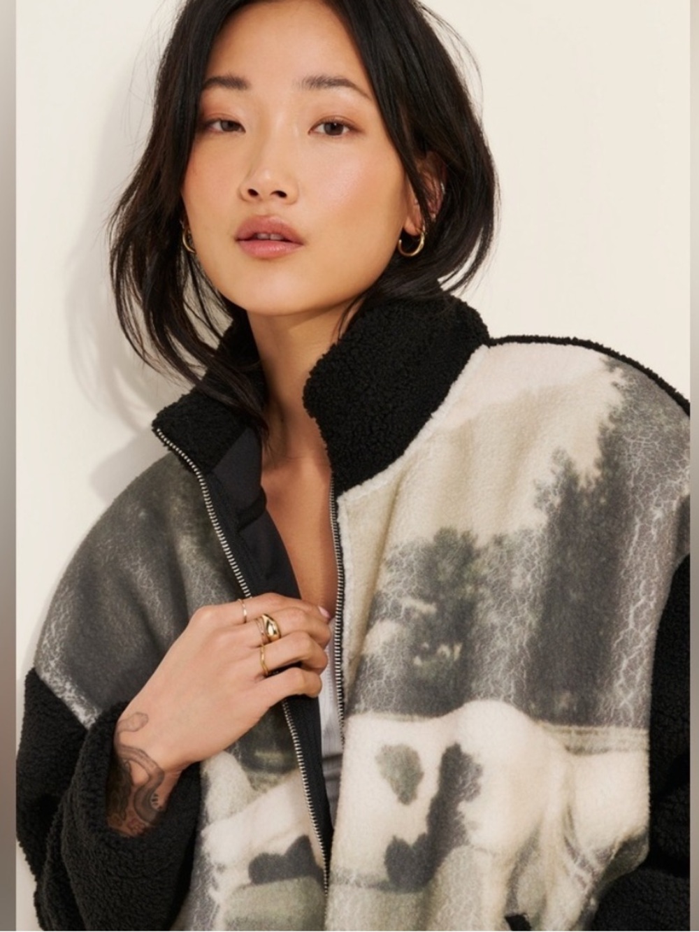 Found Free People Brand Horses Zip-up Sherpa M - Picture 3 of 5